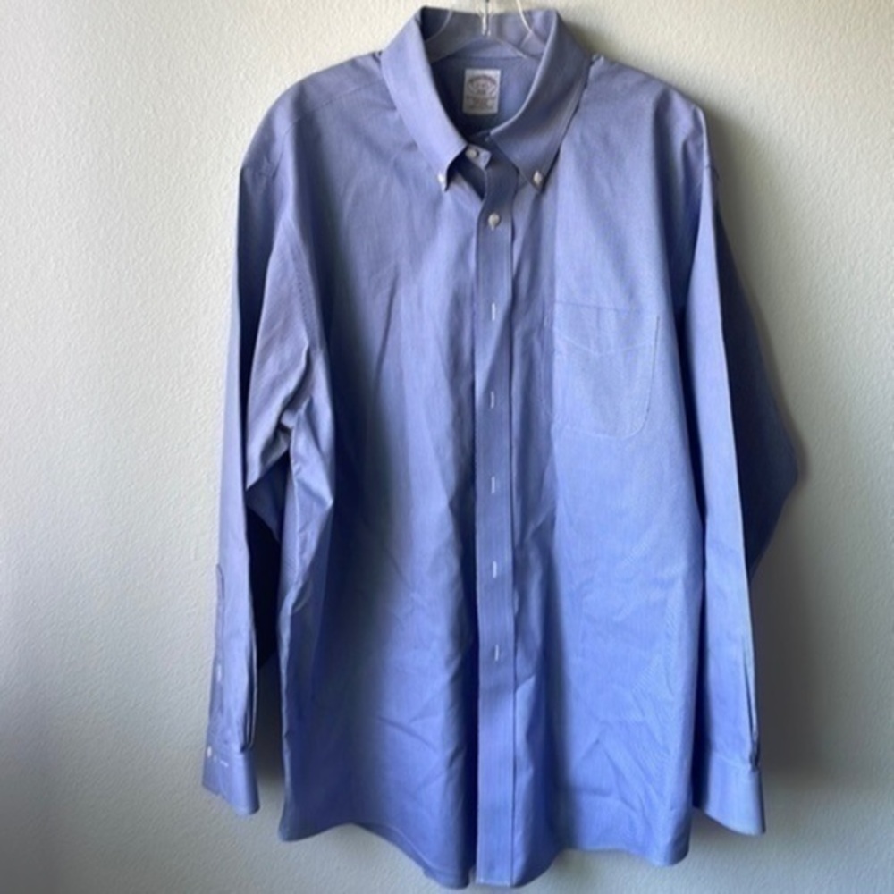Brooks Brothers shirt size 17.5 Blue and white herringbone